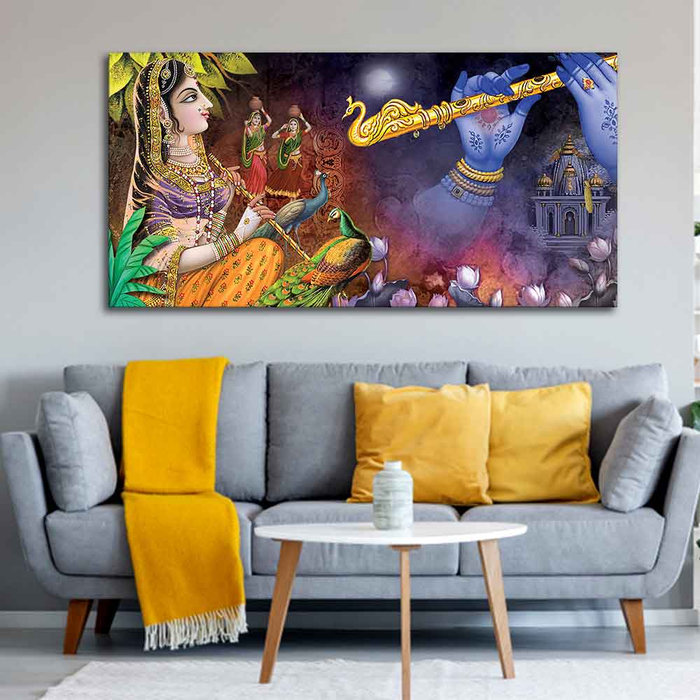 Premium Canvas Wall Painting of Radha Thinking About Shri Krishna