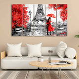 Premium Five Pieces Wall Painting of Couple Under an Umbrella