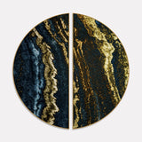 Gold and Black Layered Marble Textured Semi Circle Frames Set Of 2