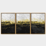 Particles on Black Background Floating Canvas Wall Painting Set of Three