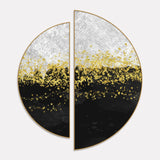  Gold Glitter Particles on Black Background Semi Circle Frames Set Of 2