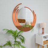  Designer Copper Finish Round Wall Mirror