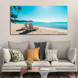 Premium wall Painting of Beautiful Beach with Chair & Blue Sky