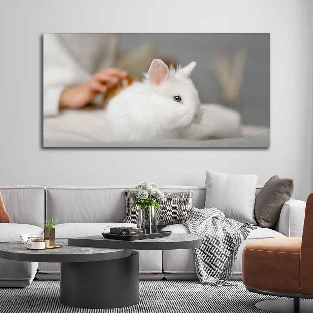 Wall Painting of Cute White Bunny