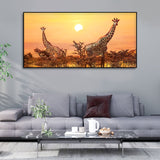 Premium Wall Painting of Giraffes in Sunset+