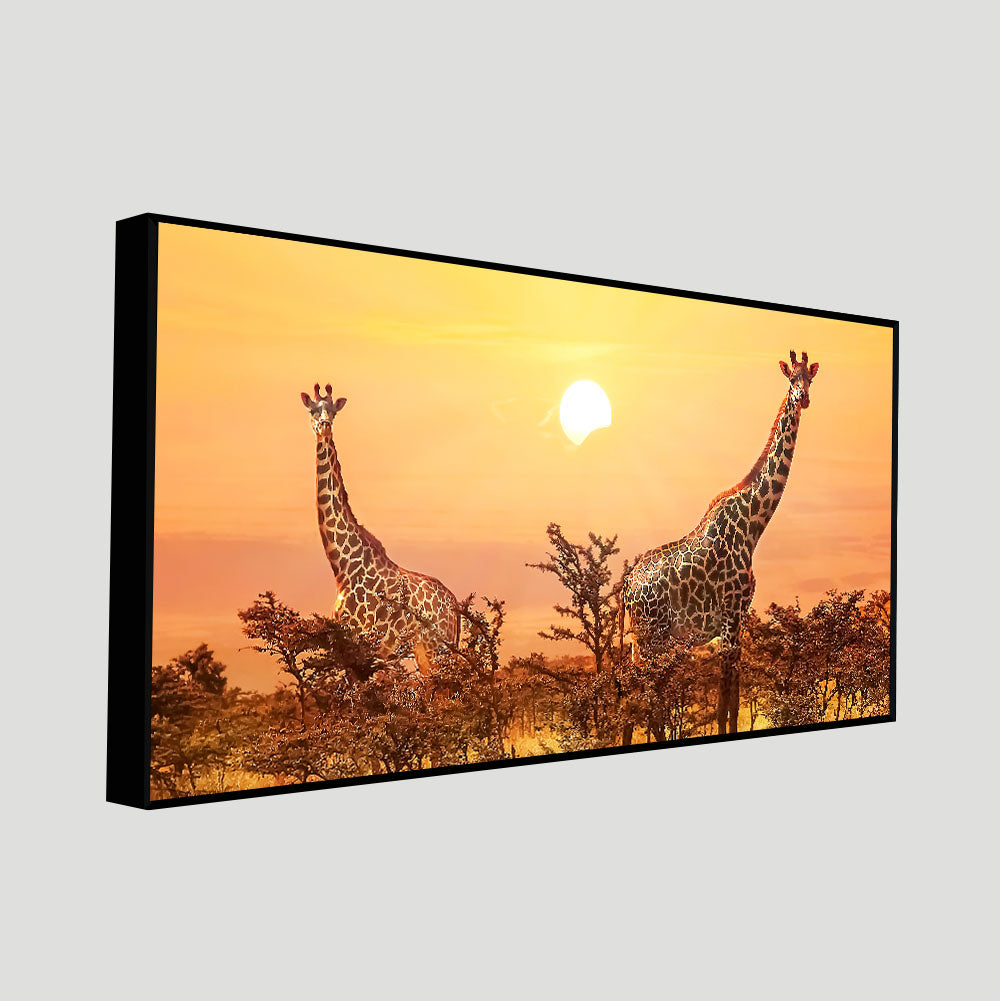 Premium Wall Painting of Giraffes in Sunset