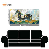 Premium Wall Painting of Horse and Golden trees with Colored Mountains