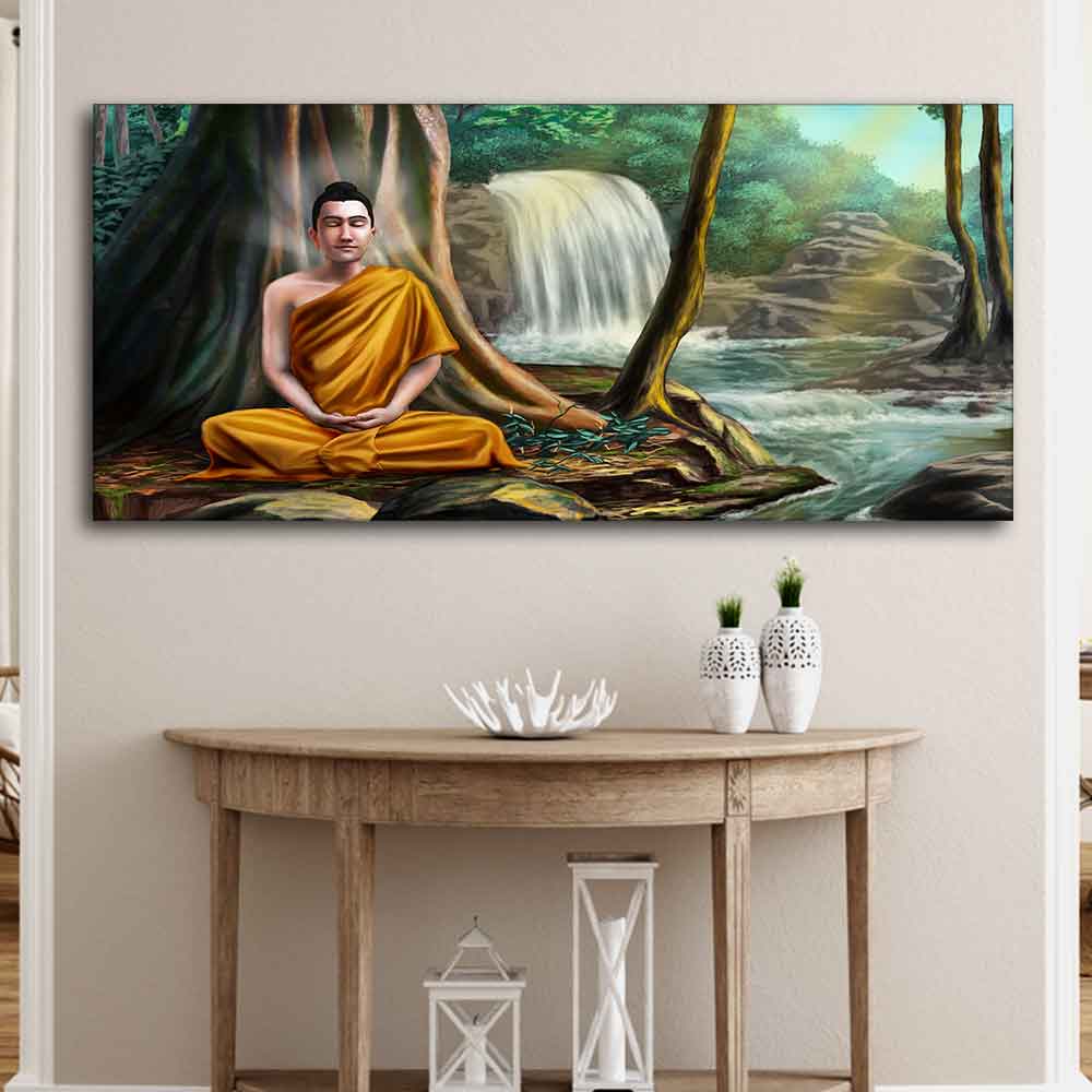 Premium Wall Painting of Lord Buddha with Nature Background