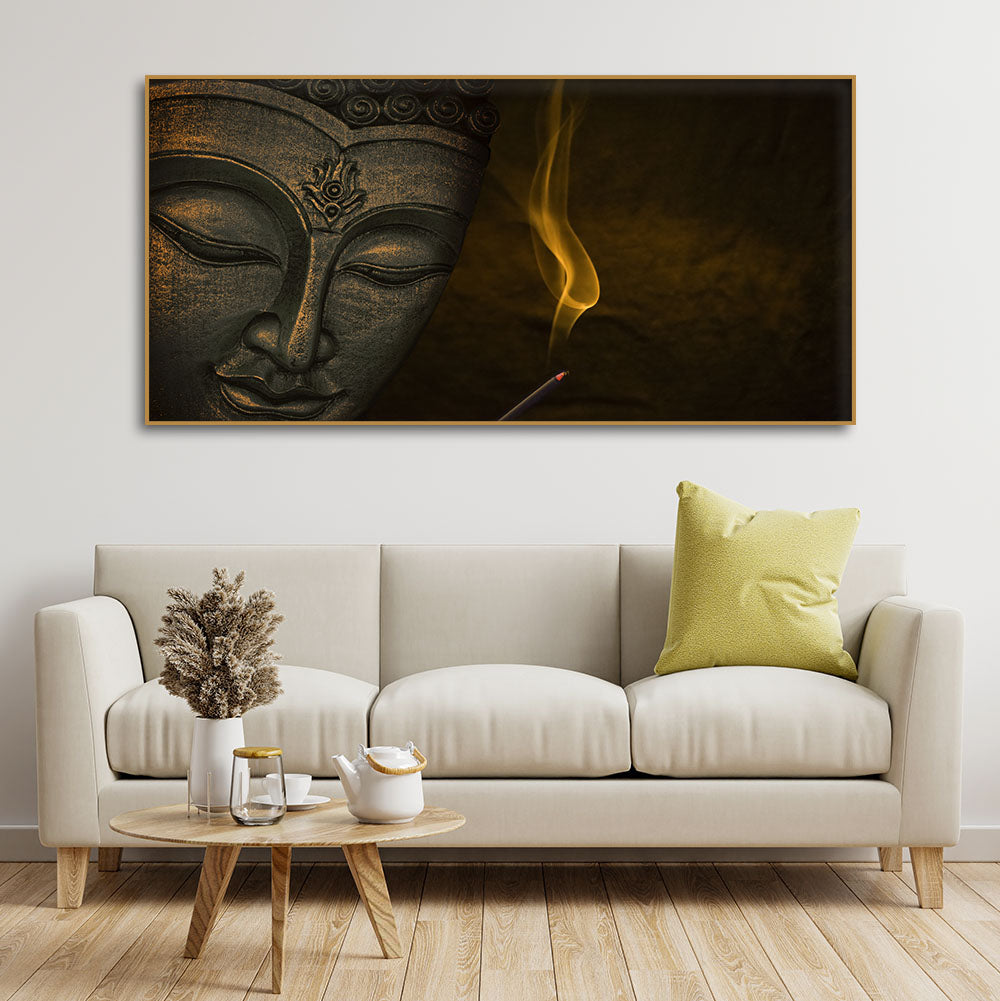 Premium Wall Painting of Peaceful Lord Buddha Sculpture