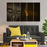 Premium Wall Painting of Peaceful Lord Buddha Sculpture Set of Five