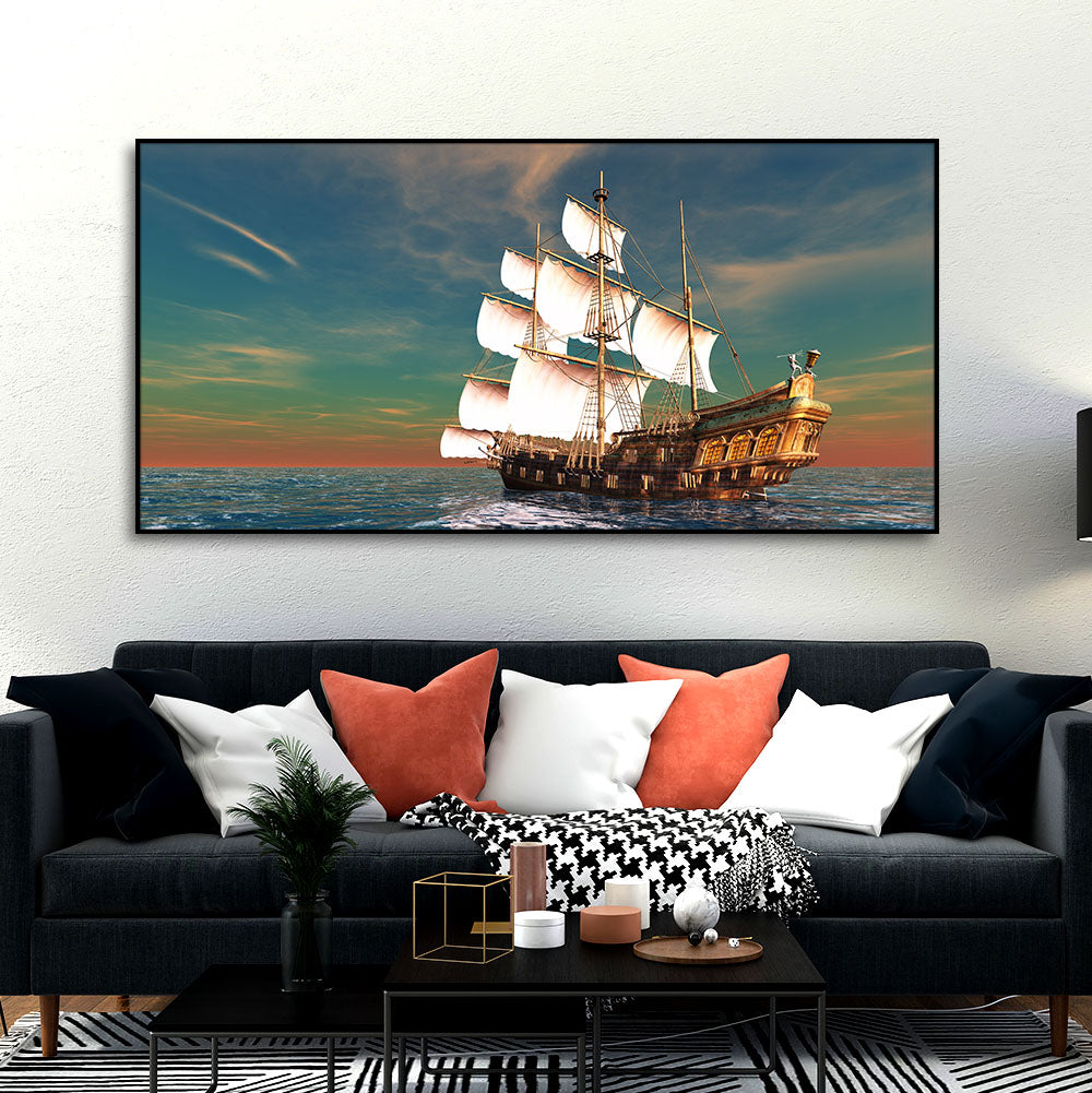 Premium Wall Painting of Ship on the Ocean