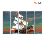 Premium Wall Painting of Ship on the Ocean Five Pieces