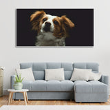 Premium Wall Painting of White and Brown Long Coat Puppy
