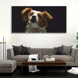 Wall Painting of White and Brown Long Coat Puppy
