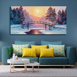 Wall Painting of Winter Landscape with the River