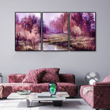 Purple Lake in Forest Premium Floating Wall Painting