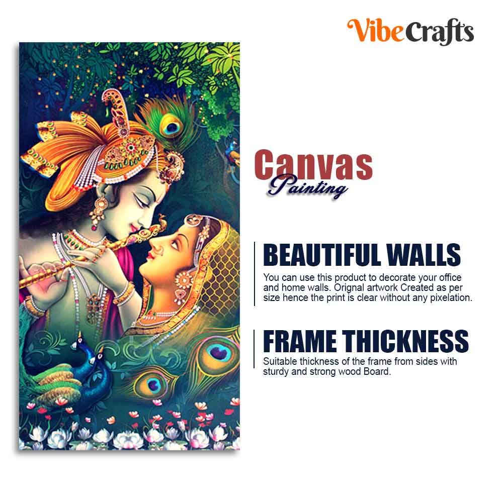 Radha Krishna in Anand Vatika Canvas Wall Painting for Hall