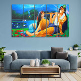 Radha Krishna Painting Five Pieces Canvas Wall Painting