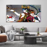 Radha Playing with Flute Canvas Wall Painting