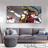 Radha Krishna Playing with Flute Canvas Wall Painting
