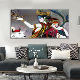 Krishna Playing with Flute Canvas Wall Painting
