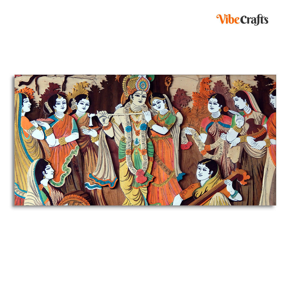 Radha Krishna with Bansuri Canvas Wall Painting
