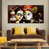 Radha Krishna With Flute Canvas Wall Painting