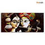 Radha Krishna With Flute Large Canvas Wall Painting