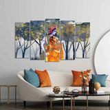 Radhe Krishna Canvas Wall Painting of Five Pieces