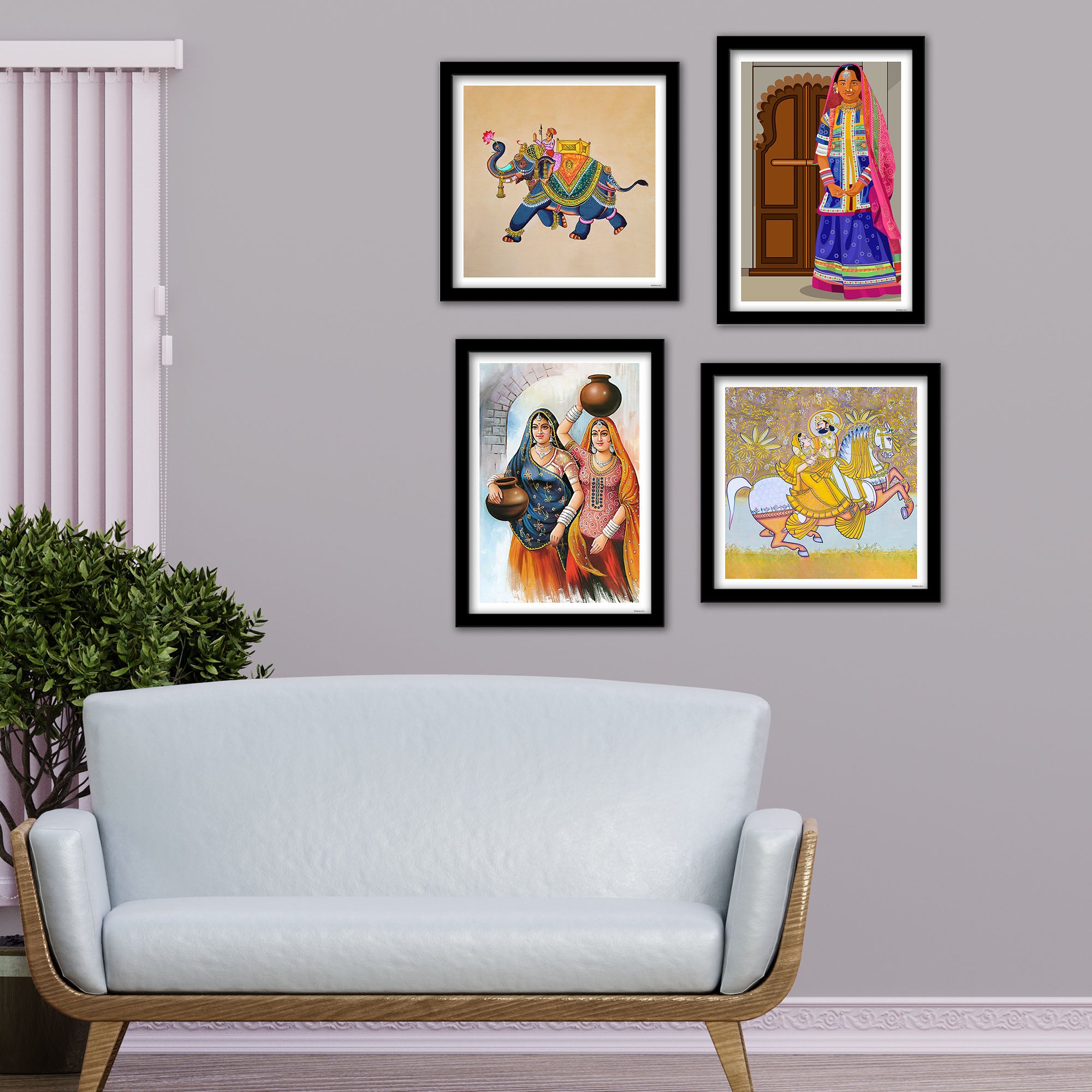 Rajasthani Women Art Premium Wall Frame Set of Four