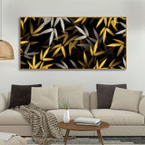 Realistic Golden Bamboo Leaves Canvas Wall Painting