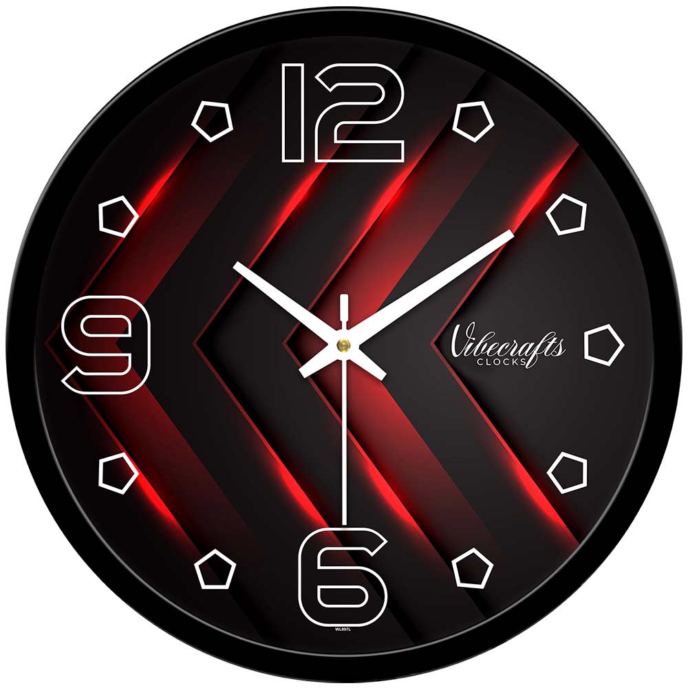 Red Black Pattern Designer Wall Clock