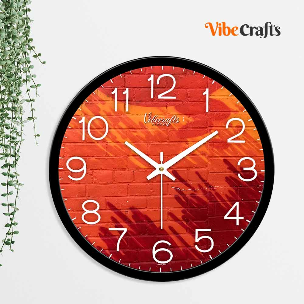 Red Bricks Two Colors Shaded Designer Wall Clock
