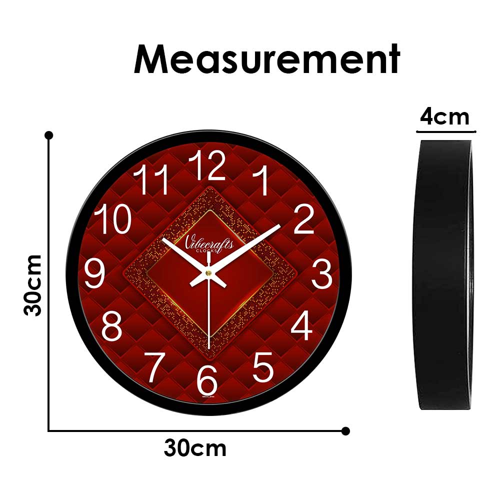 Red Shape Pattern Designer Wall Clock
