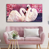Romantic Couple of Swans Canvas Wall Painting