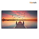 Romantic Wooden Jetty in Sunset Canvas wall Painting