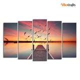 Sunset Canvas wall Painting of Five Pieces