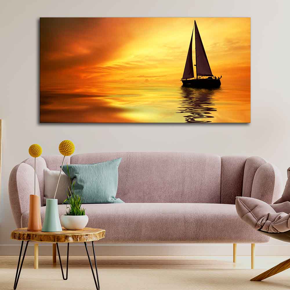 Sailing in Sunset Canvas Wall Painting