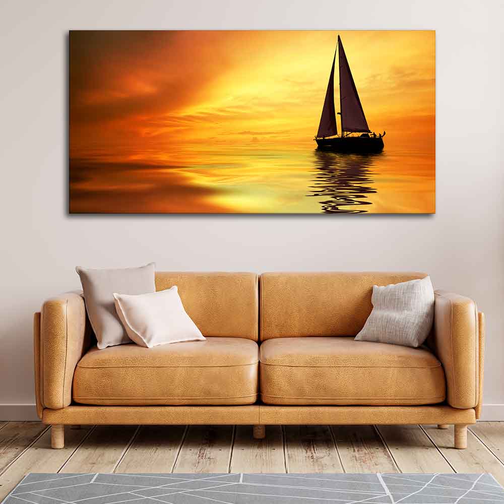 Sailing in Sunset Canvas Wall Painting