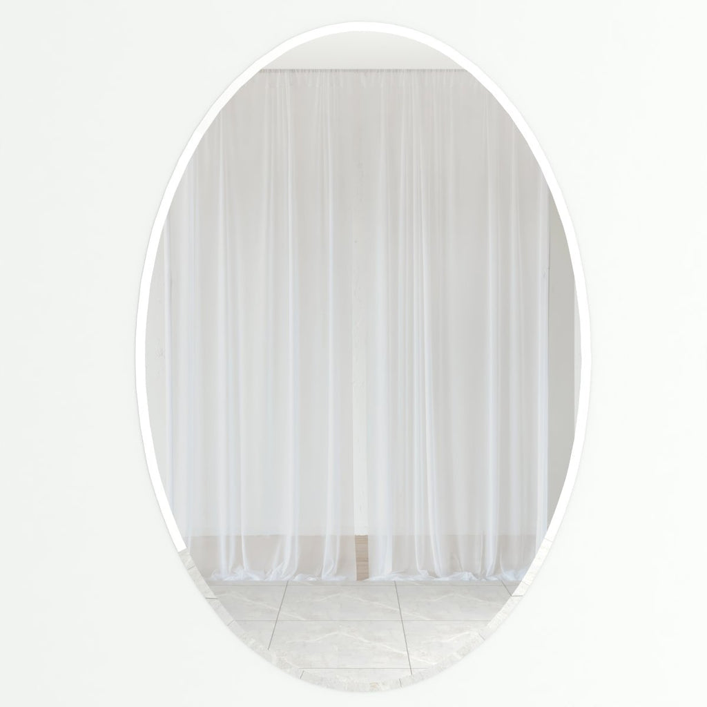 Scandinavian Frame less Beveled Oval Shaped Wall Mirror