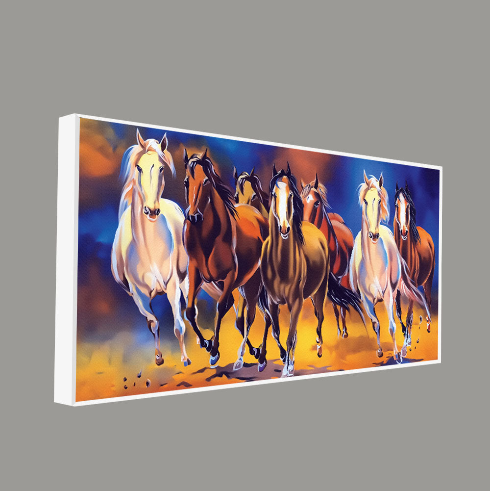 Seven Horses Running in Field Canvas Wall Painting
