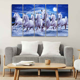 Seven Running Horses in Water Canvas Wall Painting