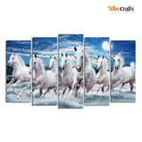  Horses in Water Canvas Wall Painting of Five Pieces