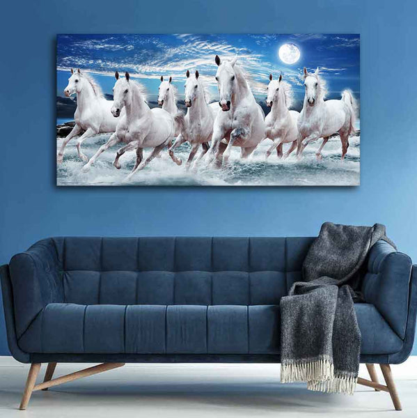 Beautiful Seven Running Horses Canvas Big Wall Painting – Vibecrafts
