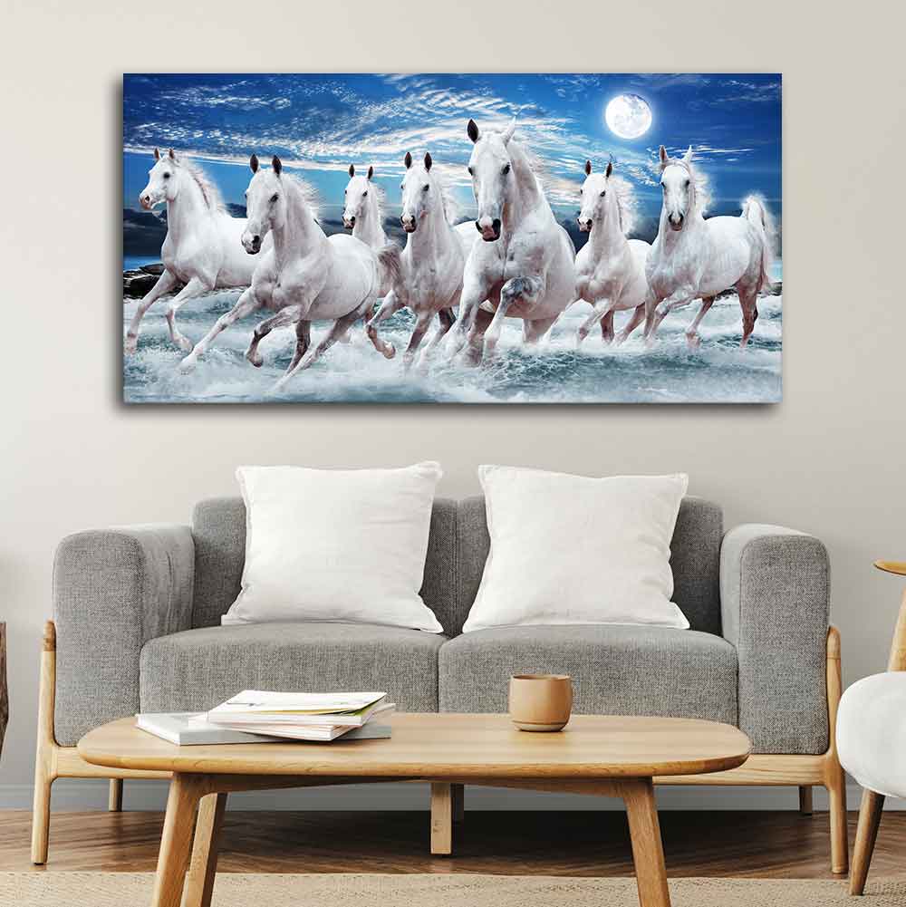 Seven Running Horses Wall Painting in Water