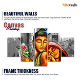 Shree Radha Krishna Canvas Wall Painting Set of Five Pieces