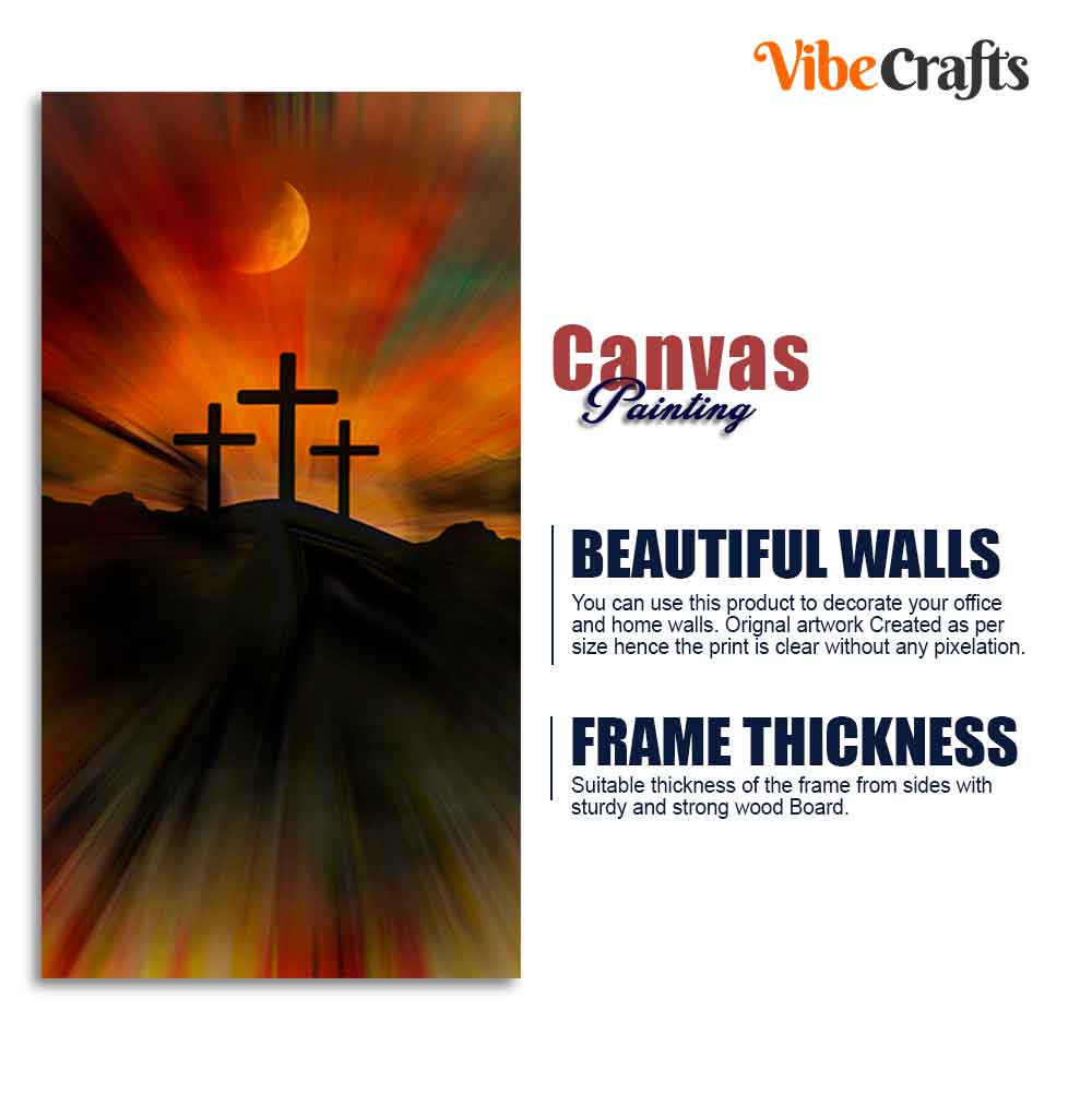 Silhouette of Cross Canvas Wall Painting