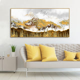 Smoke Cloud Golden Mountain Peak Canvas Wall Painting