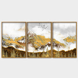 Golden Mountain Peak Floating Canvas Wall Painting 