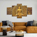 Spiritual God Buddha Wall Painting Five Pieces